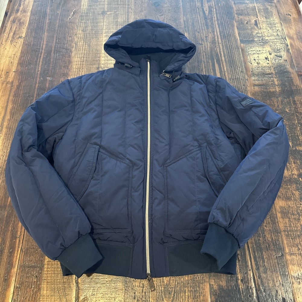 Armani Exchange‎ Wmn's M Full Zip/Snaps Blue Bomber hypoallergenic Down Jacket